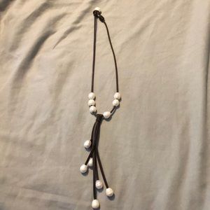 Beautiful peal faux leather necklace NWOT